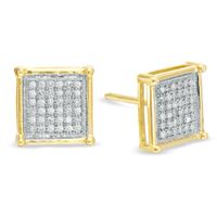 Previously Owned - 1/4 CT. T.w. Diamond Micro-PavÃ© Square Stud Earrings in 10K Gold