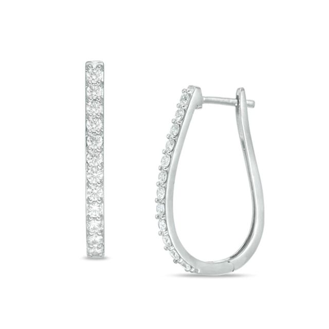 Previously Owned - 1 CT. T.w. Diamond Hoop Earrings in 10K White Gold