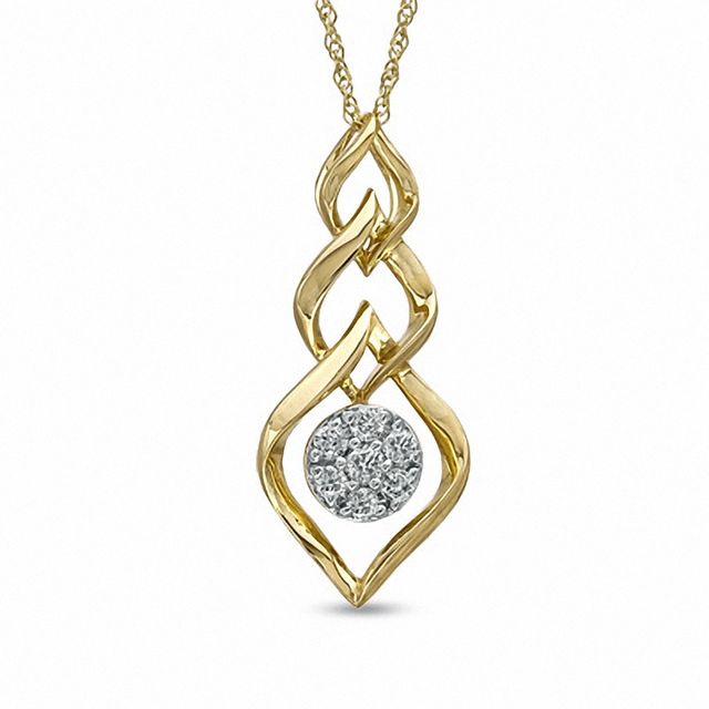 Previously Owned - 1/8 CT. T.w. Diamond Cluster Triple Drop Pendant in 10K Gold