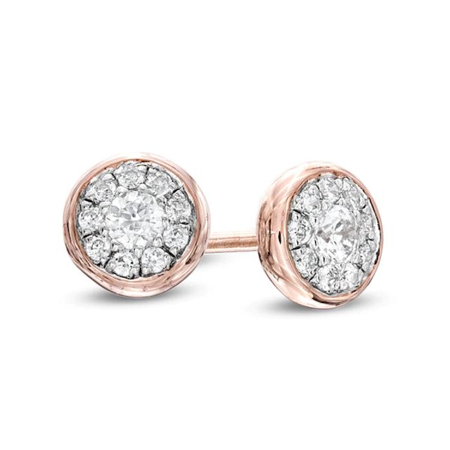 Previously Owned - 1/8 CT. T.w. Diamond Cluster Stud Earrings in 10K Rose Gold