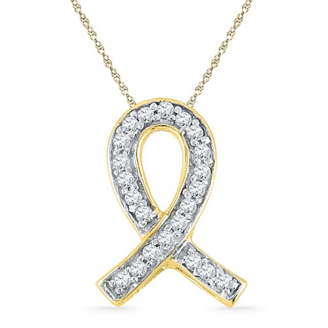 Previously Owned - Diamond Accent Awareness Ribbon Pendant in 10K Gold