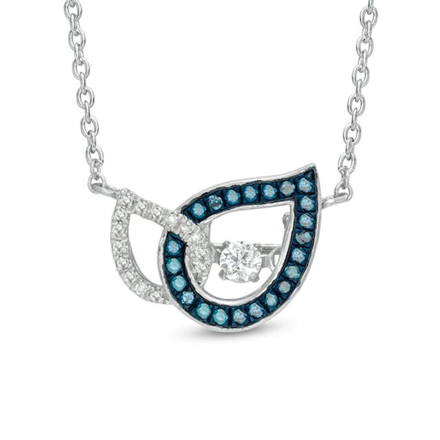 Previously Owned - 1/5 CT. T.w. Enhanced Blue and White Diamond Teardrops Necklace in 10K White Gold