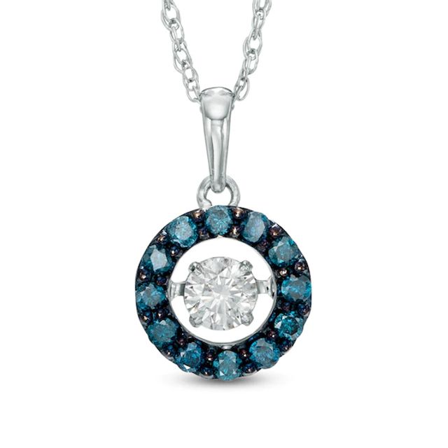 Previously Owned - 1/3 CT. T.w. Enhanced Blue and White Diamond Frame Pendant in 10K White Gold