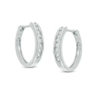 Previously Owned - 1/4 CT. T.w. Diamond Channel-Set Hoop Earrings in 14K White Gold