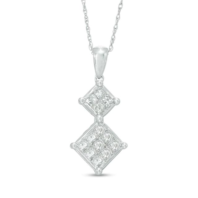 Previously Owned - 1 CT. T.w. Diamond Square Composite Pendant in 10K White Gold