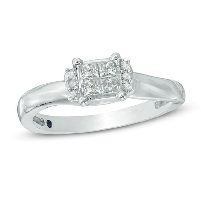 Previously Owned - Cherished Promise Collectionâ¢ 1/5 CT. T.w. Quad Princess-Cut Diamond Promise Ring in 10K White Gold