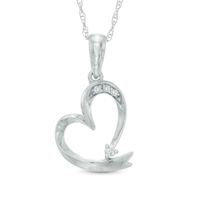 Previously Owned - Diamond Accent Tilted Ribbon Heart Pendant in 10K White Gold