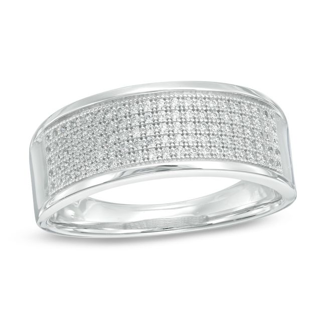 Previously Owned - Men's 1/3 CT. T.w. Diamond Multi-Row Band in Sterling Silver