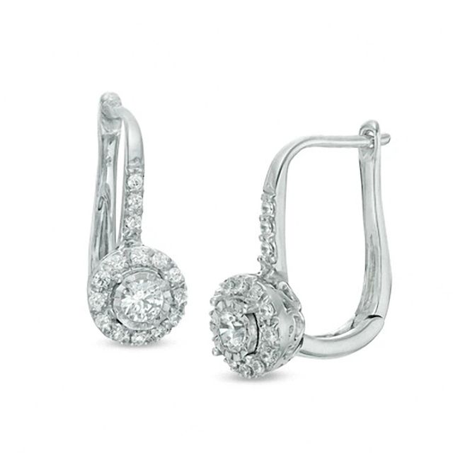 Previously Owned - 1/4 CT. T.w. Diamond Frame Drop Earrings in 10K White Gold