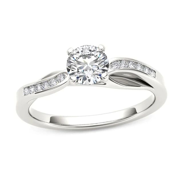 Previously Owned - 3/8 CT. T.w. Diamond Wave Engagement Ring in 14K White Gold