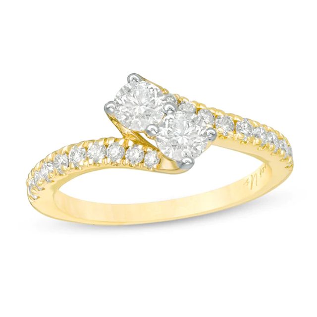 Previously Owned - Ever UsÂ® 1 CT. T.w. Two-Stone Diamond Bypass Ring in 14K Gold