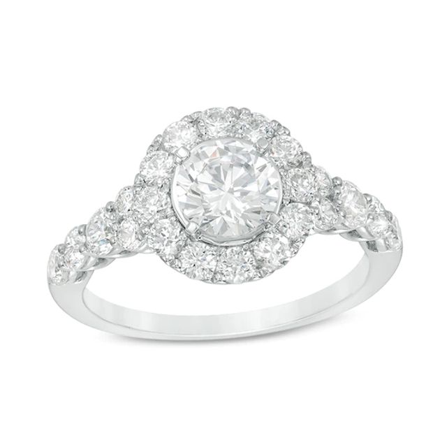 Previously Owned - Celebration Ideal 1 CT. T.w. Diamond Frame Engagement Ring in 14K White Gold (I/I1)