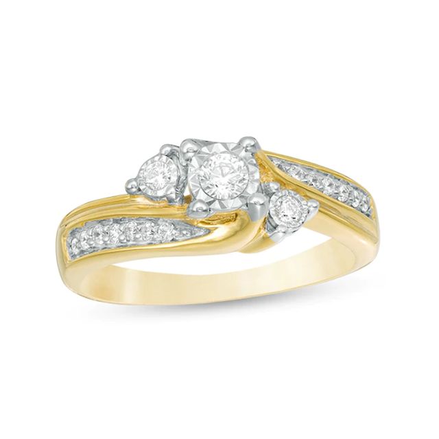 Previously Owned - 1/4 CT. T.w. Diamond Past Present FutureÂ® Bypass Engagement Ring in 10K Gold