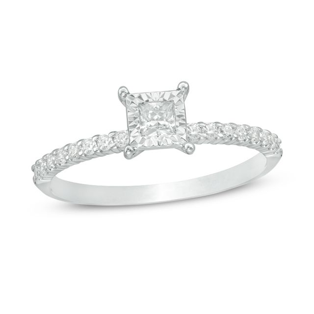 Previously Owned - 1/3 CT. T.w. Princess-Cut Diamond Engagement Ring in 14K White Gold