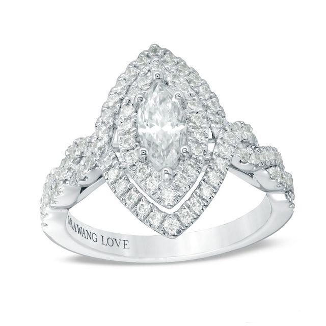 Previously Owned - Vera Wang Love Collection 1-1/3 CT. T.w. Marquise Diamond Twist Engagement Ring in 14K White Gold