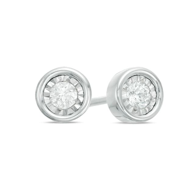 Previously Owned - 1/8 CT. T.w. Diamond Solitaire Stud Earrings in 10K White Gold