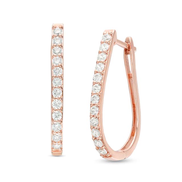 Previously Owned - 1 CT. T.w. Diamond Hoop Earrings in 10K Rose Gold