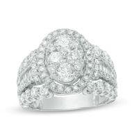 Previously Owned - 3 CT. T.w. Composite Diamond Frame Multi-Row Engagement Ring in 14K White Gold