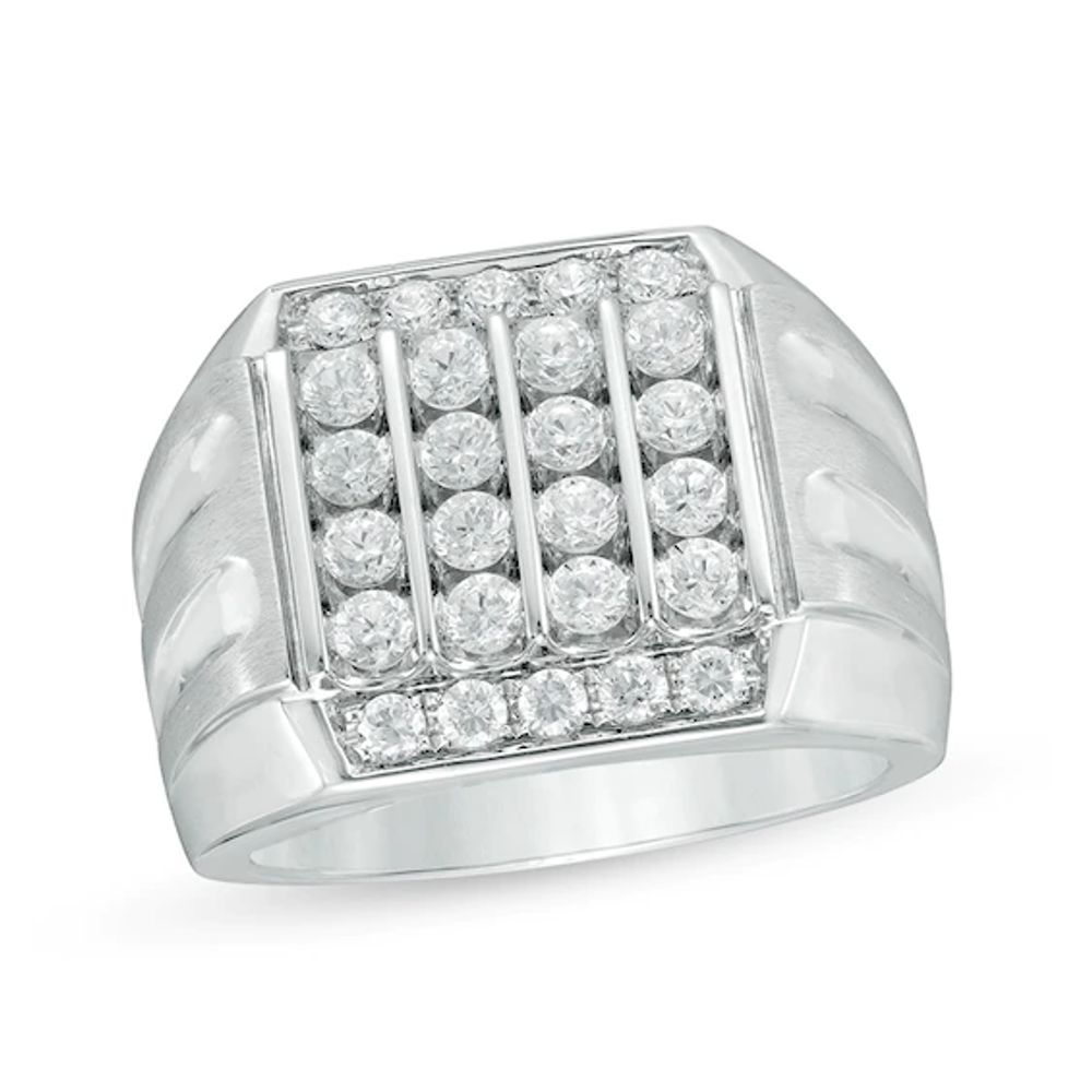 Previously Owned - 1-1/2 CT. T.w. Composite Diamond Square Top Grooved Shank Ring in 10K White Gold