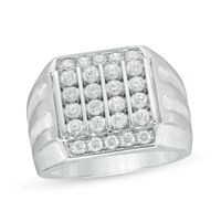 Previously Owned - 1-1/2 CT. T.w. Composite Diamond Square Top Grooved Shank Ring in 10K White Gold