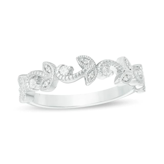 Previously Owned - 1/8 CT. T.w. Diamond Vine Vintage-Style Anniversary Band in 10K White Gold