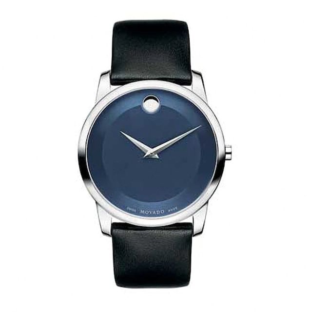 Previously Owned - Men's Movado MuseumÂ® Classic Strap Watch with Blue Dial (Model: 0606610)