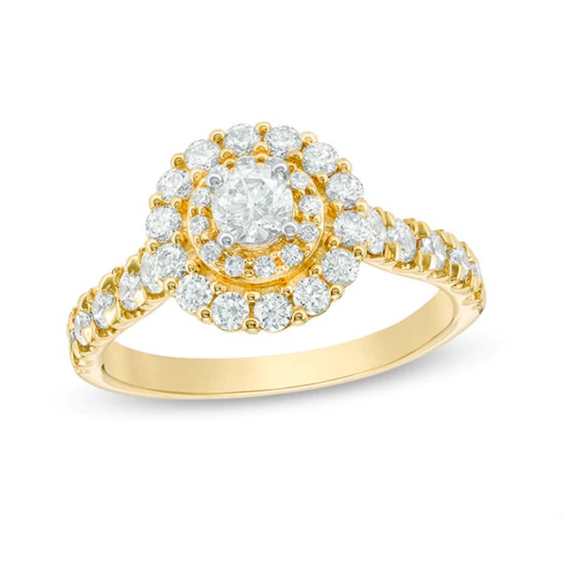 Previously Owned - Love's Destiny by Peoples 1-1/4 CT. T.w. Diamond Double Frame Engagement Ring in 14K Gold