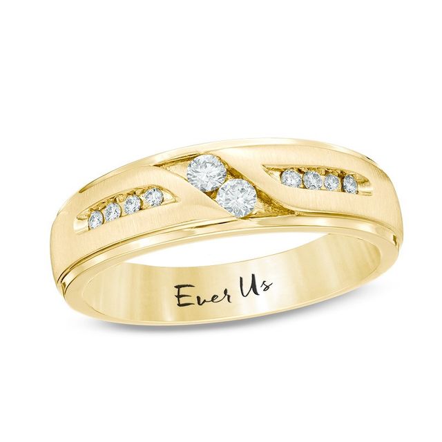 Previously Owned - Ever UsÂ® 1/4 CT. T.w. Two Stone Diamond Satin Slant Band in 14K Gold