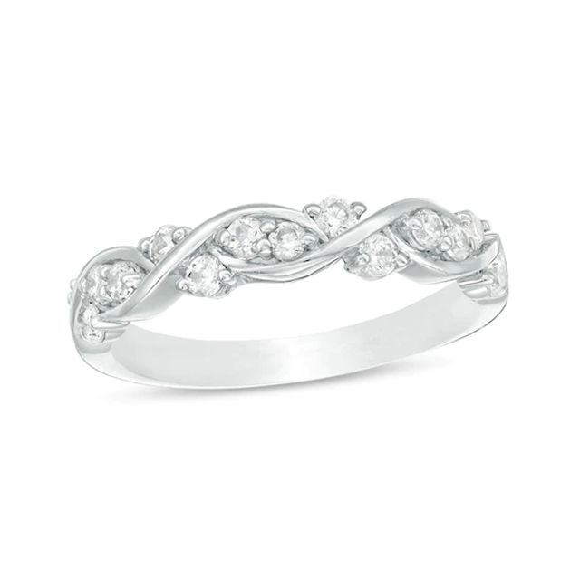 Previously Owned - 3/8 CT. T.w. Diamond Twist Braid Anniversary Band in 10K White Gold