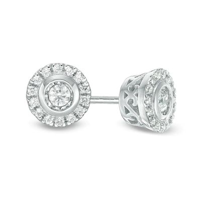 Previously Owned - 1/5 CT. T.w. Diamond Frame Stud Earrings in 10K White Gold