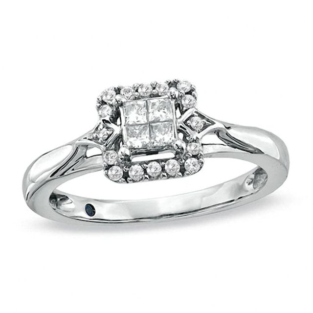Previously Owned - Cherished Promise Collectionâ¢ 1/4 CT. T.w. Quad Princess-Cut Diamond Promise Ring in 10K White Gold
