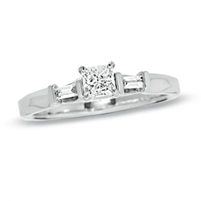 Previously Owned - 1/2 CT. T.w. Princess-Cut Diamond Engagement Ring in 14K White Gold