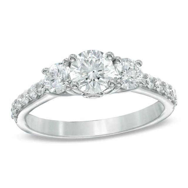 Previously Owned - Celebration LuxÂ® 1-1/2 CT. T.w. Diamond Three Stone Ring in 18K White Gold (I/Si2)