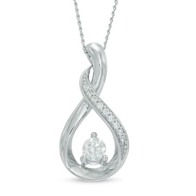 Previously Owned - 1/4 CT. T.w. Diamond Infinity Loop Pendant in 14K White Gold (I/I2)