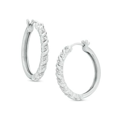 Previously Owned - 1/15 CT. T.w. Diamond Swirl Hoop Earrings in Sterling Silver