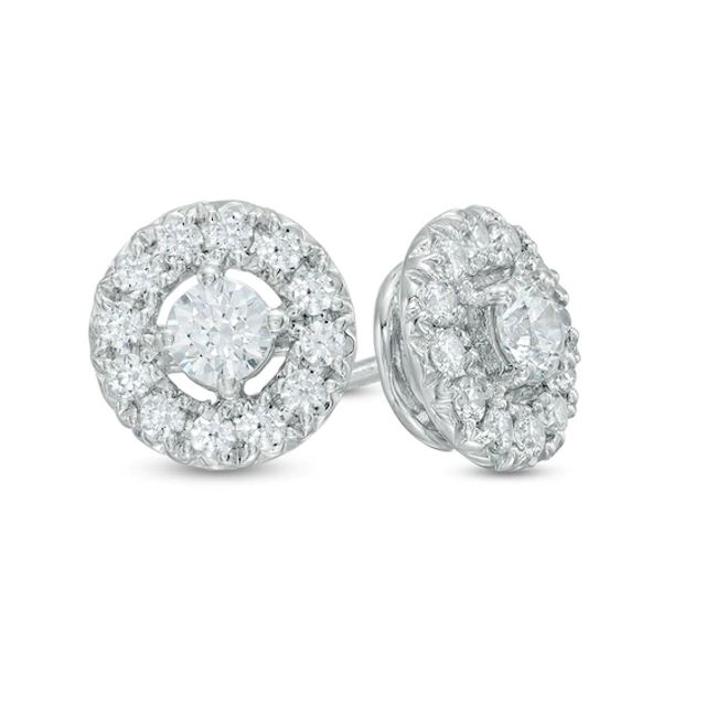 Previously Owned - 3/4 CT. T.w. Diamond Frame Stud Earrings in 10K White Gold