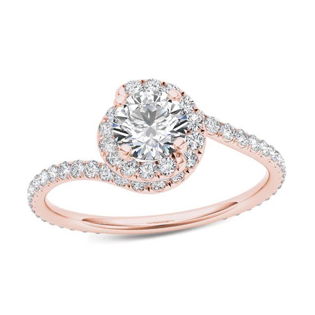 Previously Owned - 1 CT. T.w. Diamond Bypass Swirl Engagement Ring in 14K Rose Gold