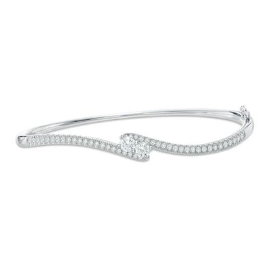 Previously Owned - Ever UsÂ® 1 CT. T.w. Two-Stone Diamond Bypass Bangle in 14K White Gold