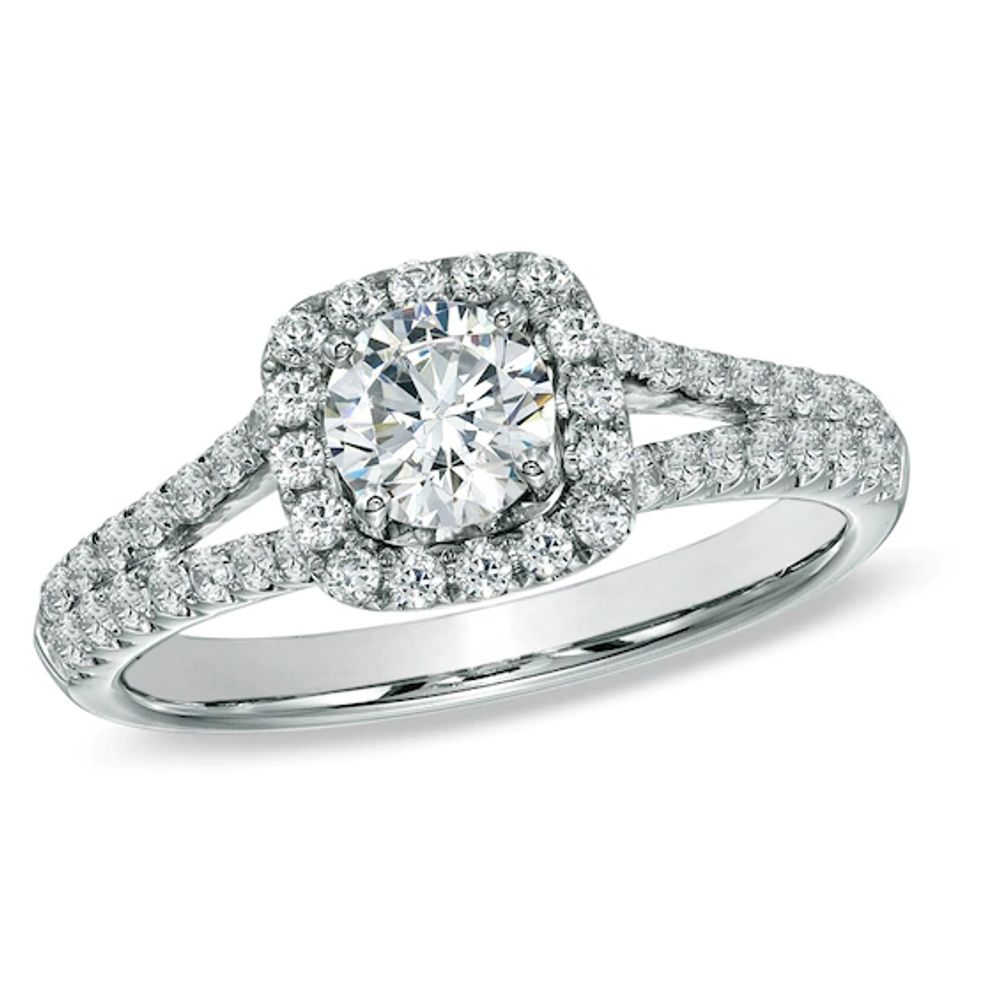 Previously Owned - Celebration Fireâ¢ 1 CT. T.w. Diamond Frame Engagement Ring in 14K White Gold (H-I/Si1-Si2)