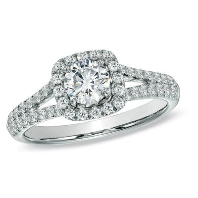 Previously Owned - Celebration Fireâ¢ 1 CT. T.w. Diamond Frame Engagement Ring in 14K White Gold (H-I/Si1-Si2)