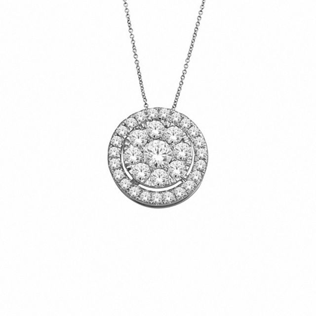 Previously Owned - 1 CT. T.w. Diamond Cluster Frame Pendant in 10K White Gold