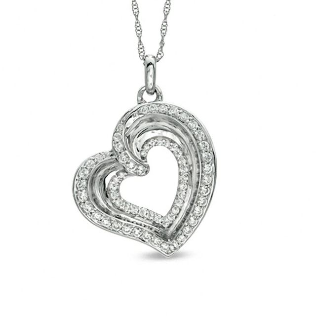 Previously Owned - The Heart WithinÂ® 1/2 CT. T.w. Diamond Tilted Heart Pendant in 10K White Gold