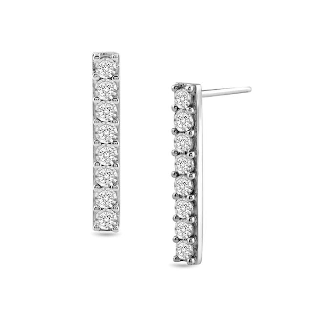 Previously Owned - 1/2 CT. T.w. Diamond Linear Bar Drop Earrings in 10K White Gold