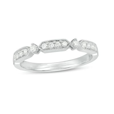 Previously Owned - 1/5 CT. T.w. Diamond Art Deco Vintage-Style Band in 10K White Gold