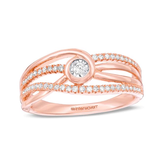 Previously Owned - Interwovenâ¢ 1/5 CT. T.w. Diamond Promise Ring in 10K Rose Gold