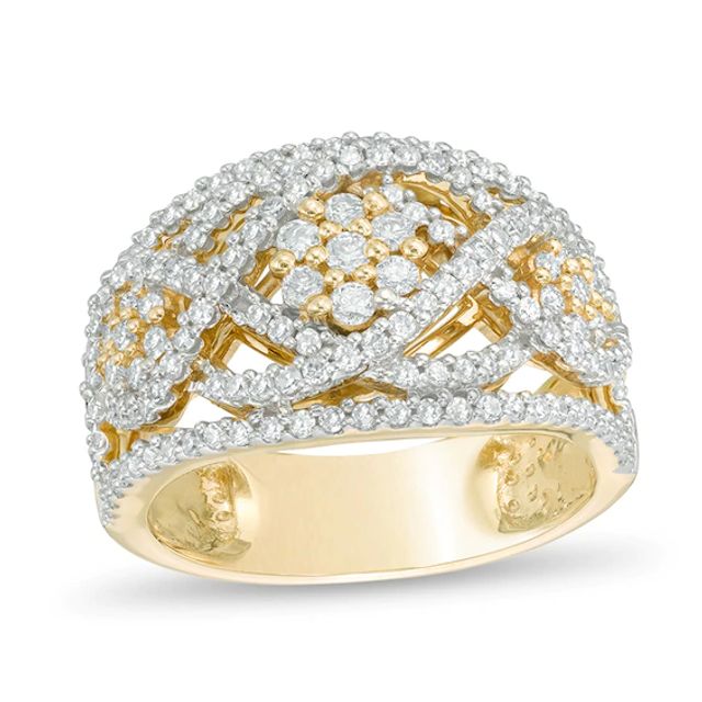 Previously Owned - 1 CT. T.w. Composite Diamond Flower Ring in 10K Gold