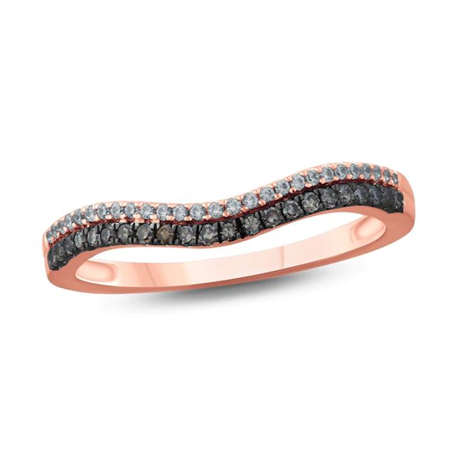 Previously Owned - 1/5 CT. T.w. Champagne and White Diamond Contour Anniversary Band in 10K Rose Gold