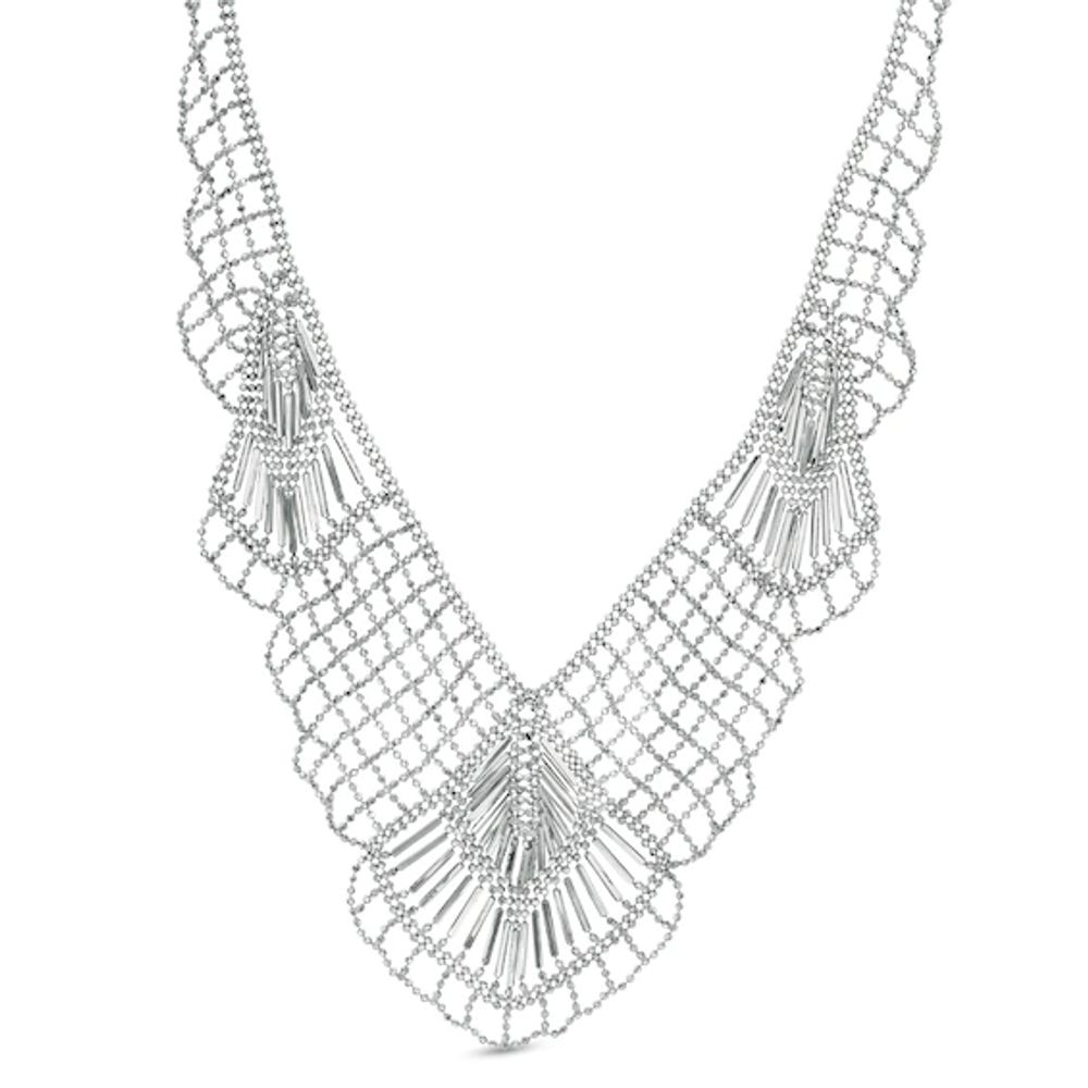 Previously Owned - Beaded Mesh Necklace in Sterling Silver - 17"