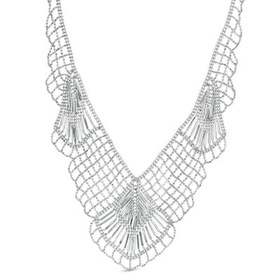 Previously Owned - Beaded Mesh Necklace in Sterling Silver - 17"