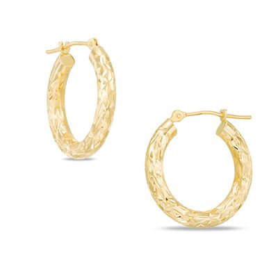 Previously Owned - Diamond-Cut Hoop Earrings in 14K Gold